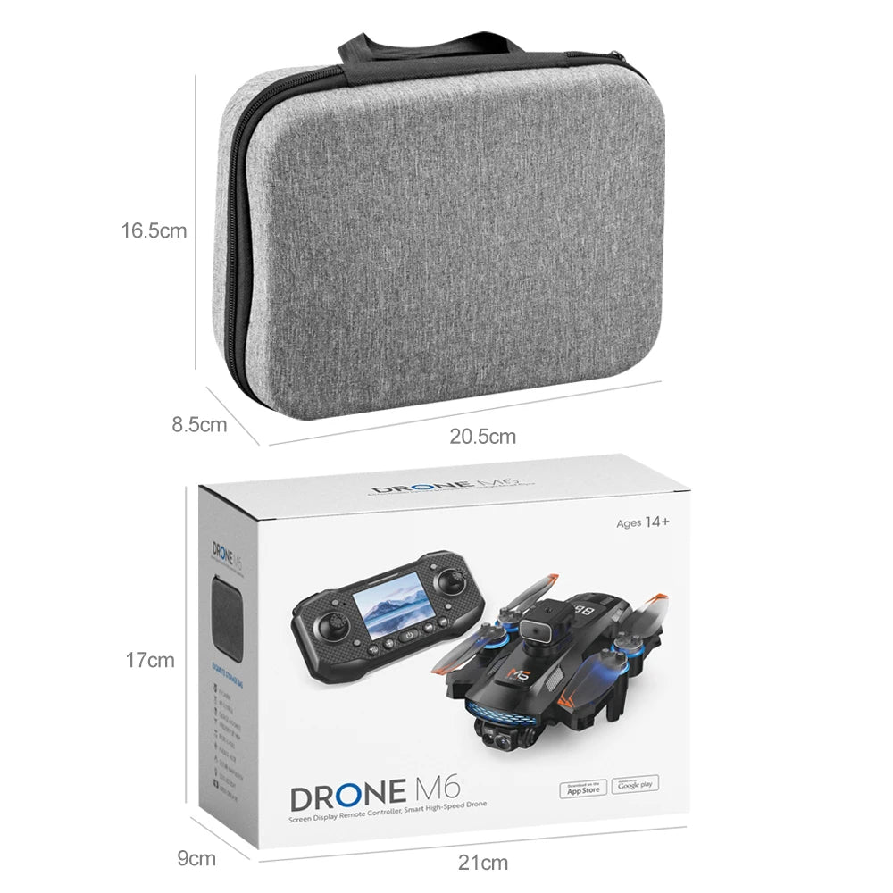 Drone M6 Mini Con Telecamera 4K Schermo Integrato 2 4G WiFi FPV Flusso Ottico Pieghevole Senza Spazzole