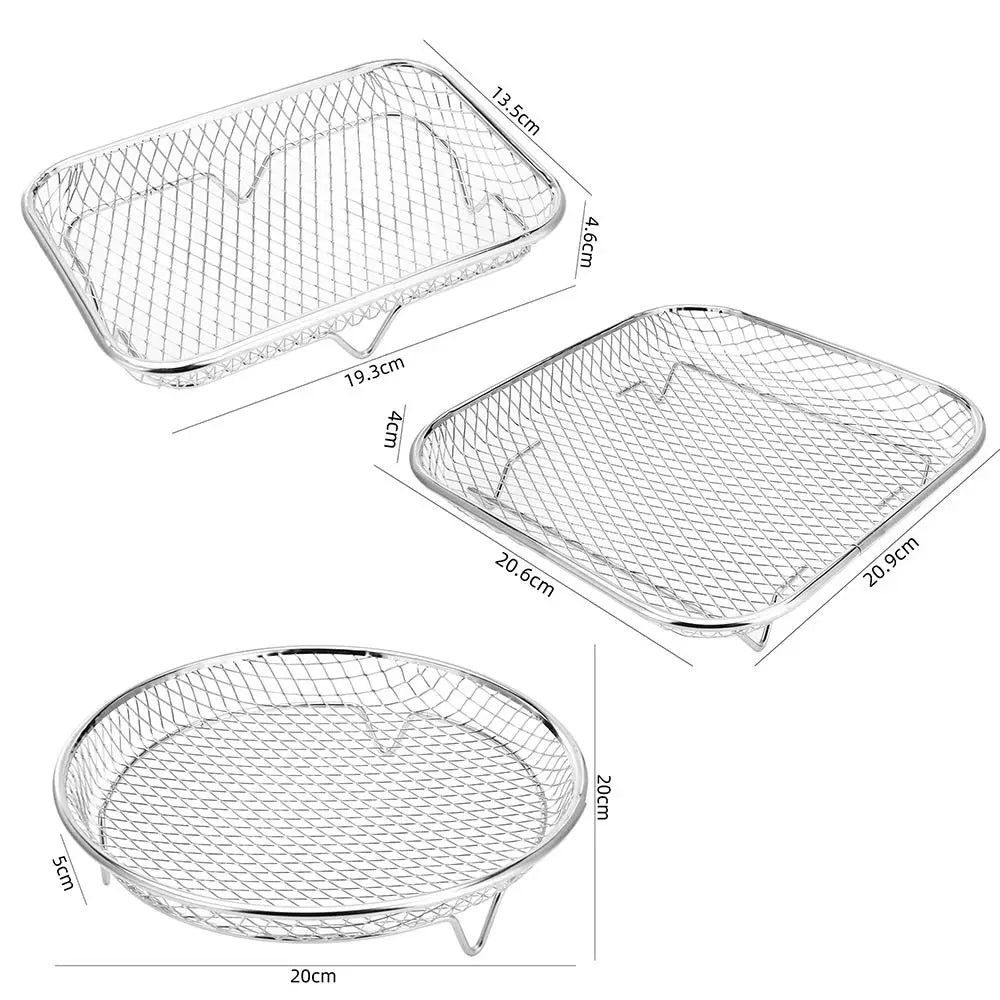 Friggitrice Ad Aria Cremagliera Impilabile Griglia Cestino In Acciaio Inox Antiaderente Per Air Fryer Vassoio
