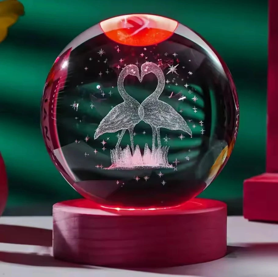 Decorazione Della Stanza Con Sfera Di Cristallo 3D E Base Led Per Luce Ambientale Nel Soggiorno