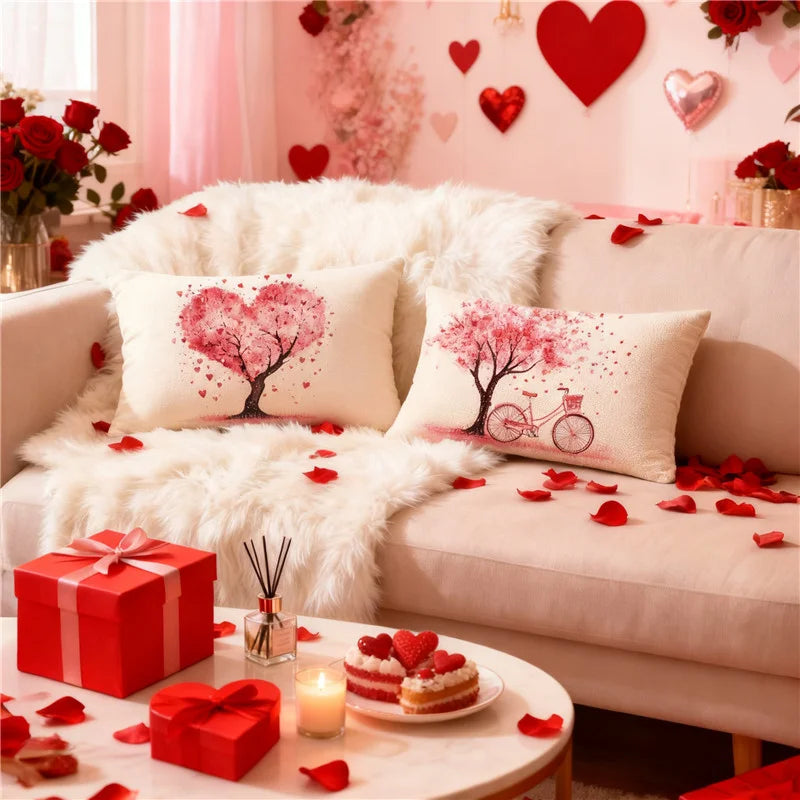 Vikama Fodera Per Cuscino Reversibile San Valentino Con Stampa A Cuore Per Soggiorno Divano Letto Decorazione Della Casa