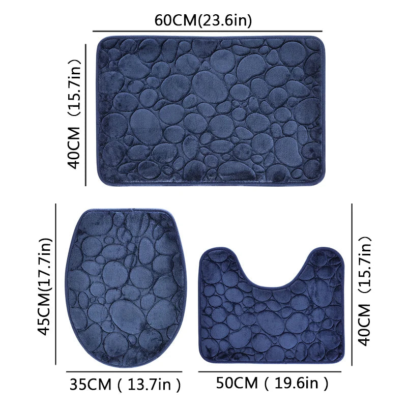 Set Da Tre Tappetini Da Bagno In Microfibra Antiscivolo Assorbenti In Tinta Unita Comodi E Morbidi