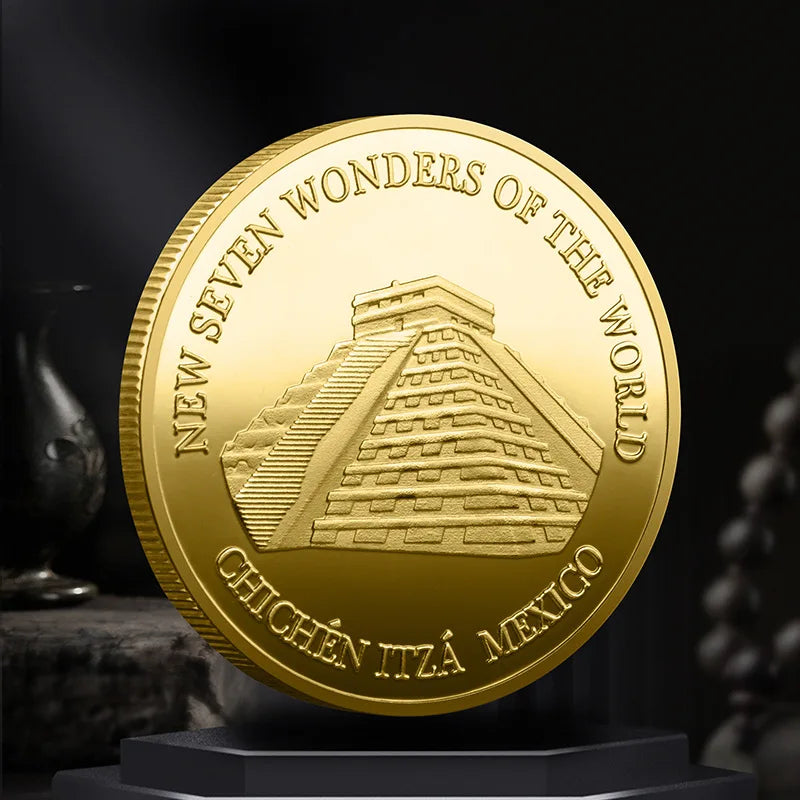 Set Di 7 Monete Placcate Oro E Argento Sette Meraviglie Del Mondo Collezione Commemorativa Viaggi