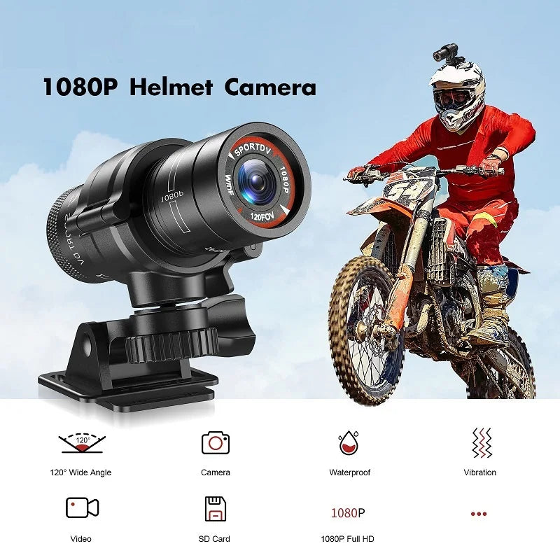 Mini Fotocamera Sportiva DV Action Impermeabile Per Casco Full HD 1080P Video Ideale Per Bicicletta Moto