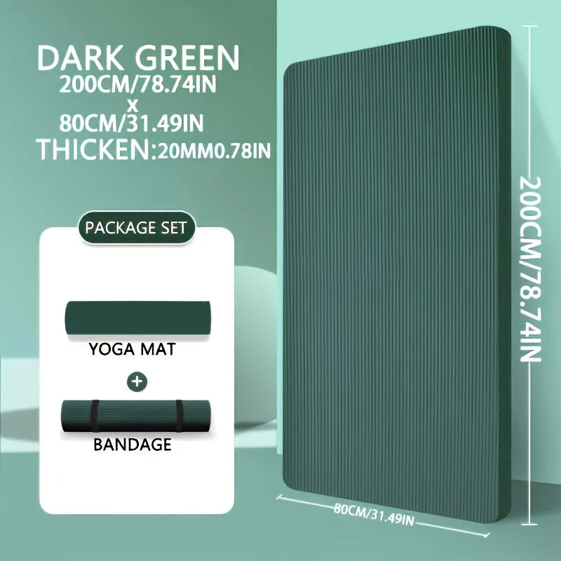 Tappetino Da Yoga NBR Spesso 15/20 Mm Antiscivolo Per Esterni 200x80 Cm Esercizio Palestra Allenamento Fitness