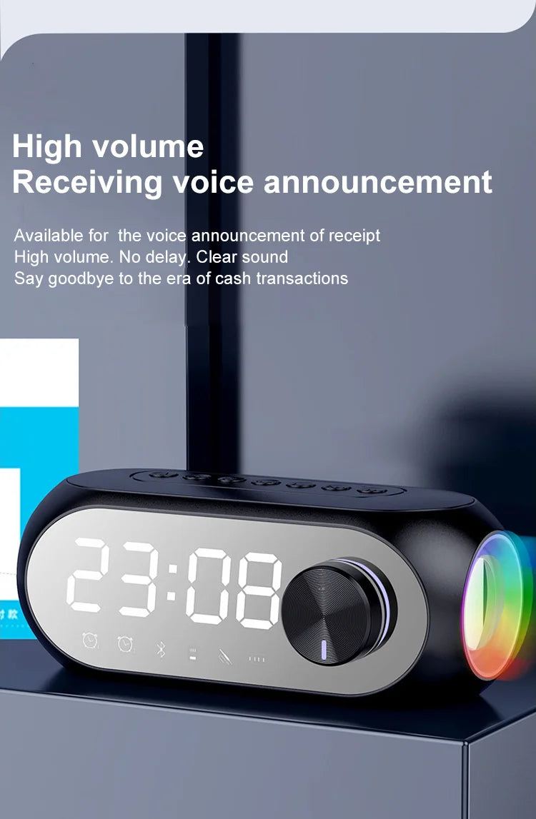 Sveglia Radio FM Con Altoparlante Bluetooth Subwoofer Portatile Con Lampada Integrata E Suono Wireless