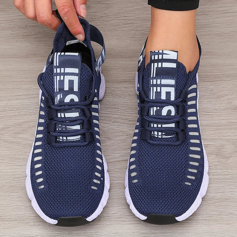 Scarpe sportive da donna Mesh Leggero Suola morbida Cinturino da jogging Traspirante Moda Sport Walking Scarpe basse da tennis casual per uomo