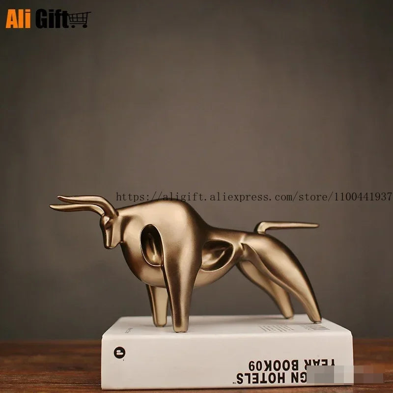 Decorazione In Resina Toro Dorato Scultura Moderna Astratta Geometrica Per La Casa Regalo Elegante