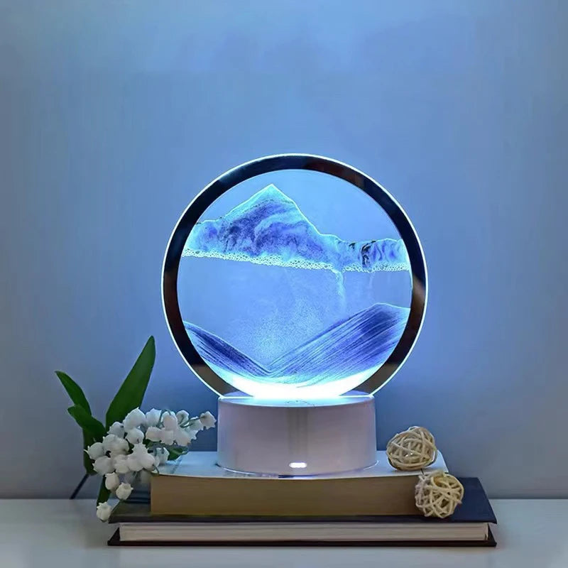 Clessidra Creativa Sabbie Mobili Luminose e Pittura Paesaggistica Ornamento Per Soggiorno Ufficio Luce Lusso Regalo