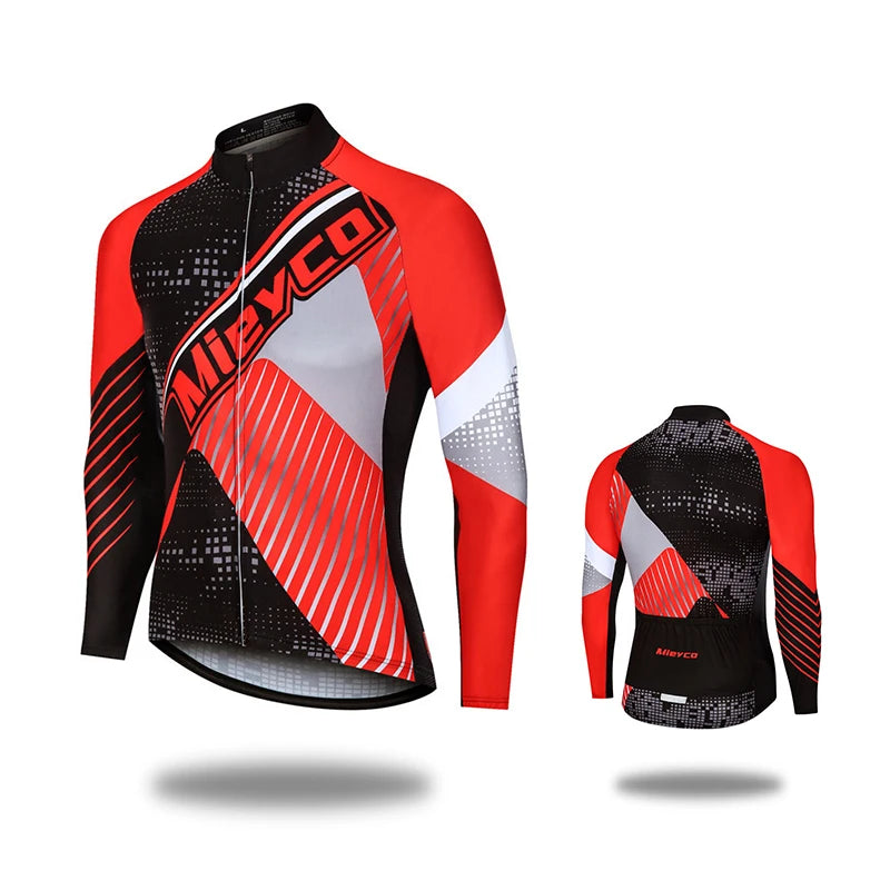 MIEYCOM Abbigliamento Ciclismo Uomo Maniche Lunghe Giacca Traspirante Protezione Solare MTB Corsa Primavera Autunno