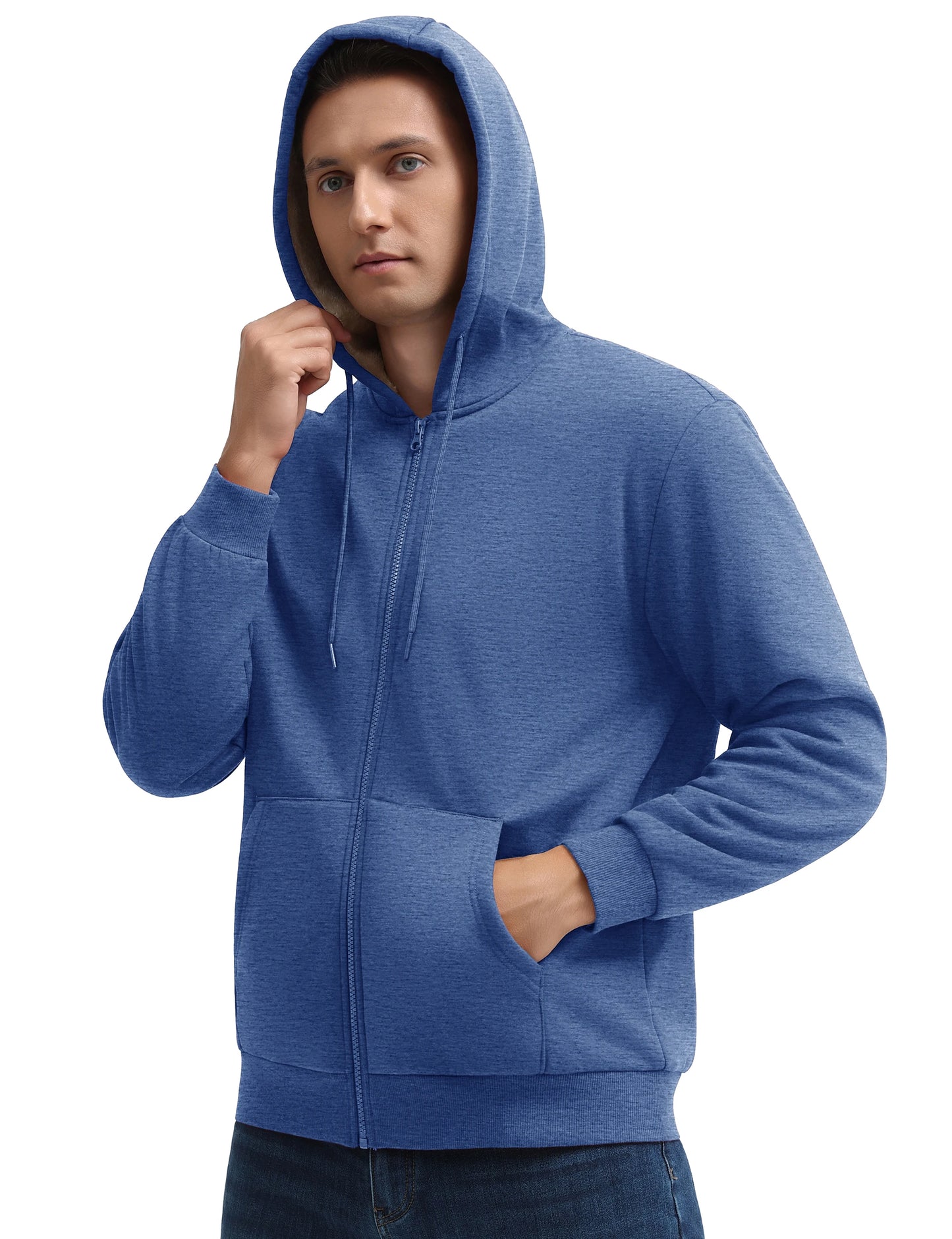 Tacvasen Felpa Con Cappuccio Da Uomo Zip Fodera Sherpa Invernale Pile Spesso Caldo Capispalla Casual