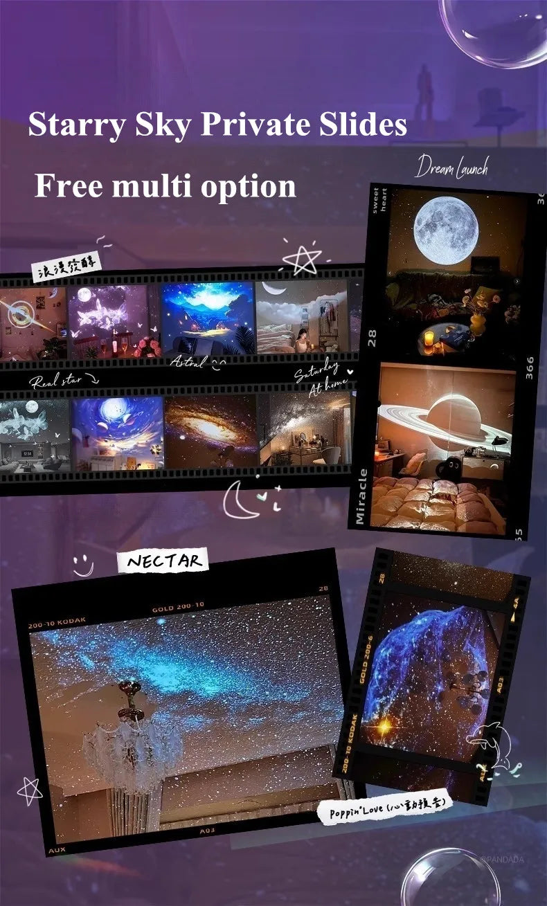 Meteor Dinamico 12 in 1 Lampada Proiettore Galaxy Ultra Trasparente Rotante con Lettore Musicale Regalo per Bambini