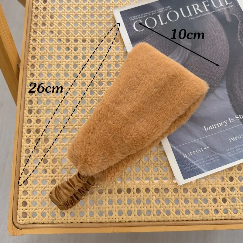 Fascia Larga Invernale Antivento In Pelliccia di Coniglio Elastico Protezione Orecchie Calda Accessorio Capelli Donna