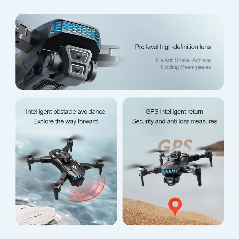 Drone Professionale GPS 8K Con Gimbal Tre Assi Brushless RC Quadricottero Ostacoli Fotocamera HD 4K 5G