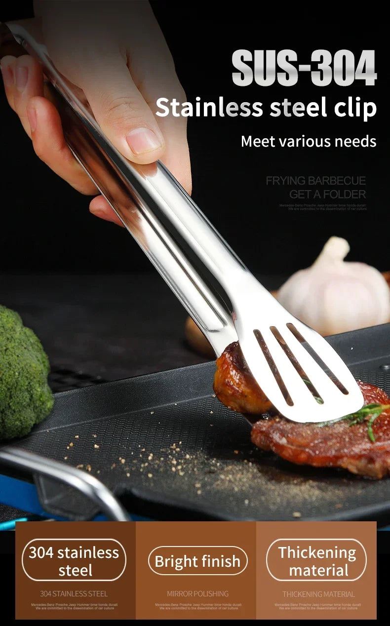 Pinze Per Alimenti In Acciaio Inossidabile 304 Barbecue Antiscivolo Per Cucina Clip Griglia Pesce Bistecca Pane