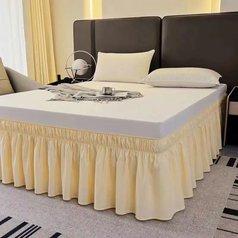 Gonne Da Letto Avvolgenti Con Volant Per Letti Queen In Tessuto Resistente Alle Pieghe Elastico Regolabile Facile Da Montare