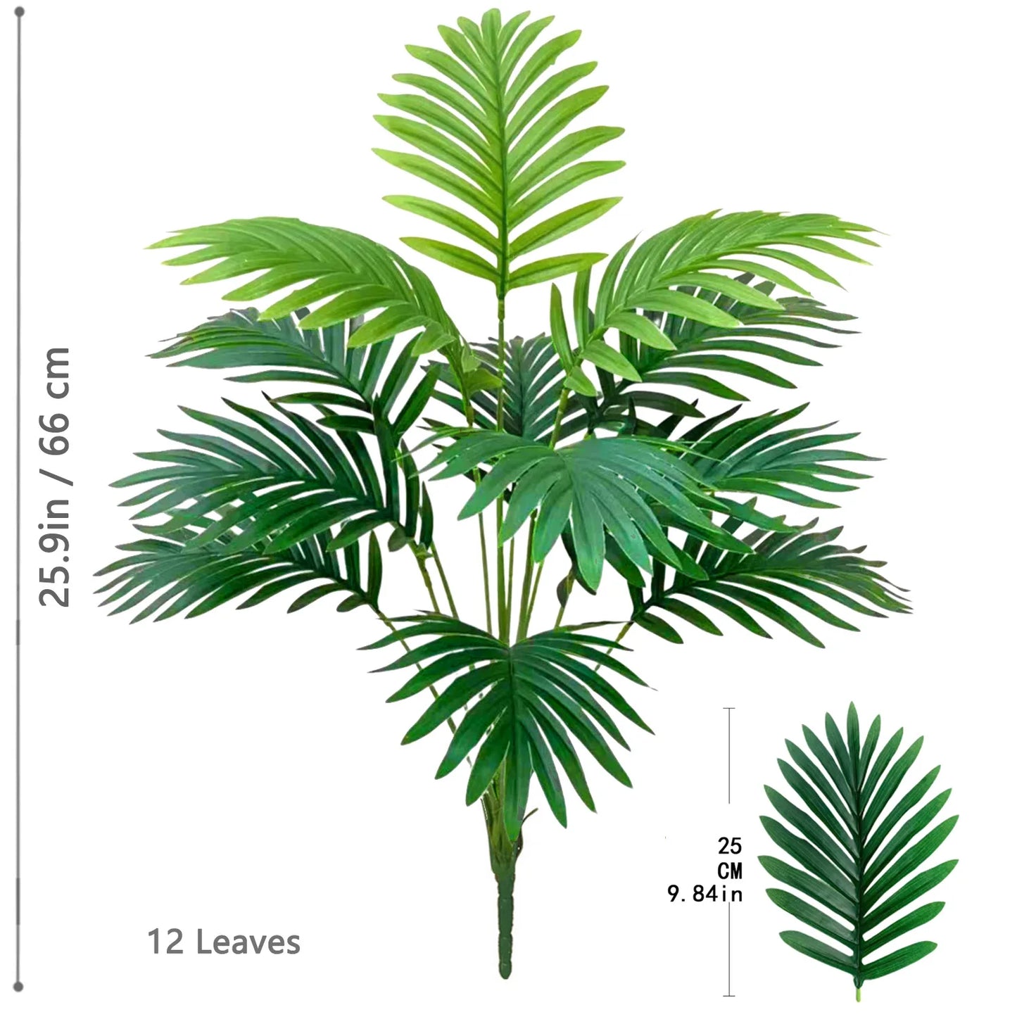 Palma Artificiale Tropicale Con Rami Di Foglie In Plastica Verde Per Decorazione Giardino Esterno Misure 50 90 120 Cm