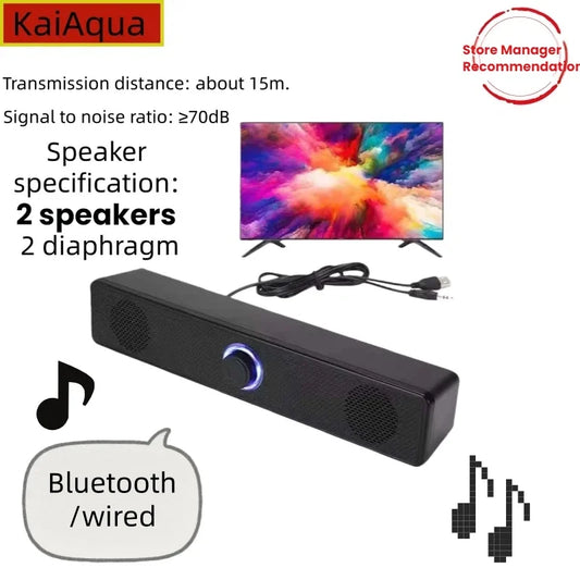 Soundbar per PC Altoparlante Bluetooth cablato e wireless Soundbar alimentato tramite USB per TV Pc Laptop Gaming Home Theater Sistema audio surround
