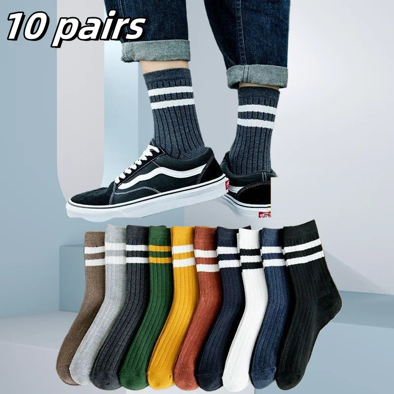 Calze Sportive Uomo in Cotone Bamboo Traspiranti Regolano Umidità per Comfort Tutto il Giorno Autunno Inverno 10 Paia