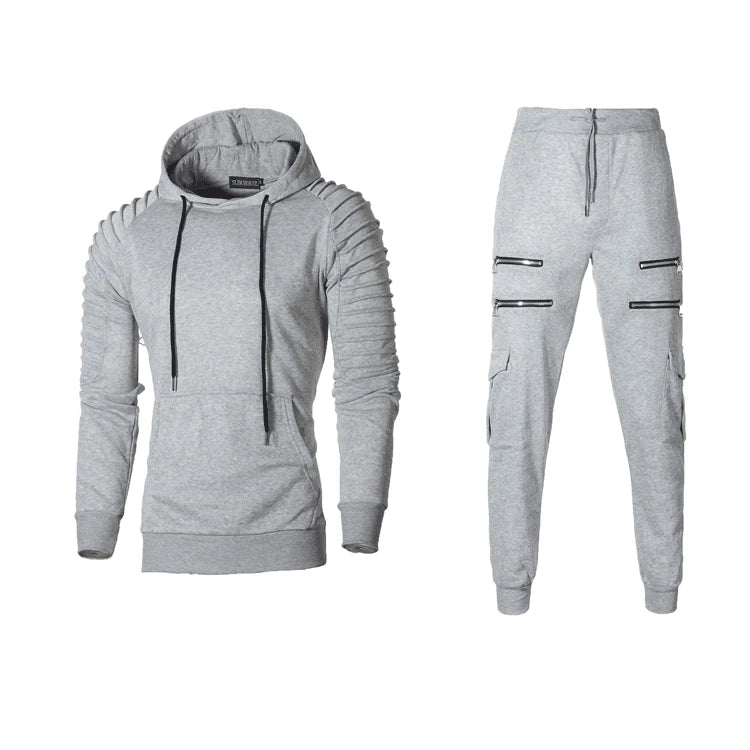 Set Abbigliamento Sportivo Da Uomo Due Pezzi Felpa Con Cappuccio Tattico Militare Pantaloni Traspirante Caldo Jogging