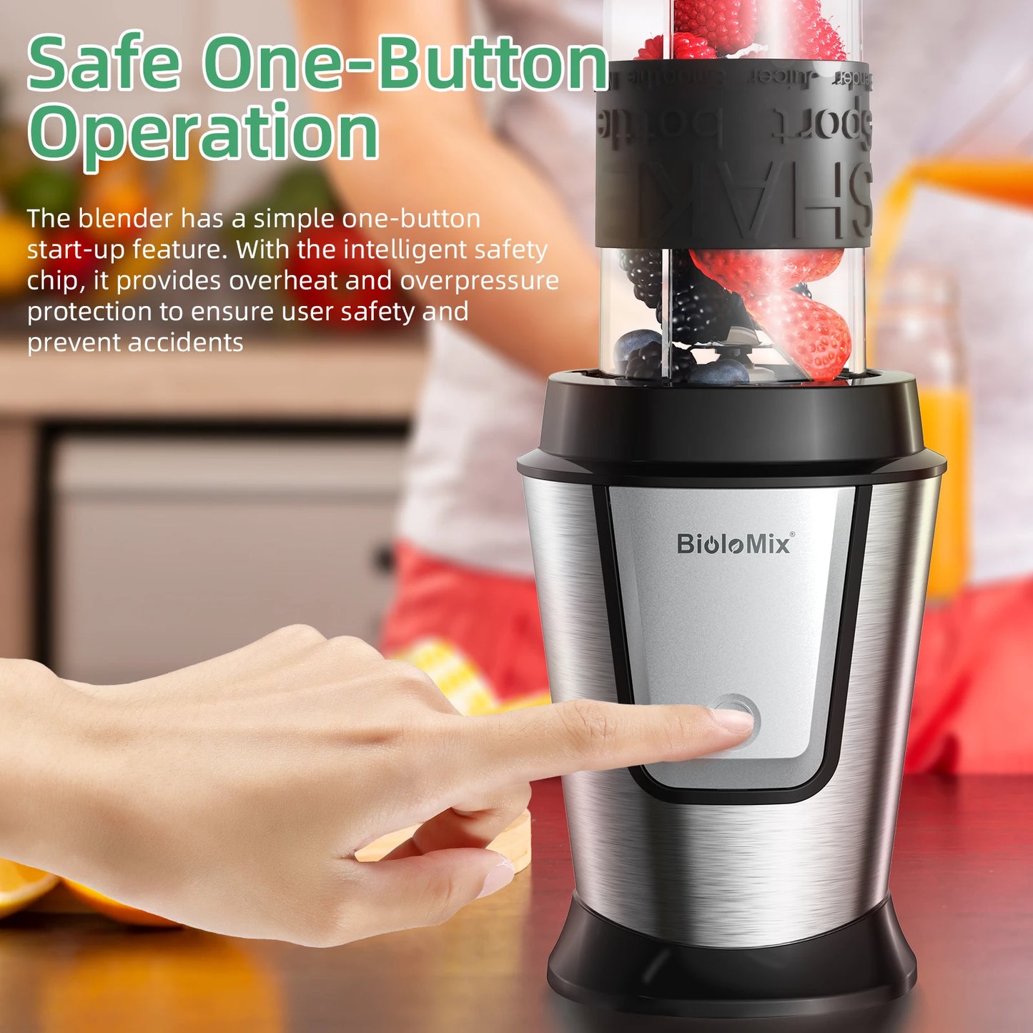 Biolomix TB23M Robot da Cucina 3 in 1 700W Potente Multifunzione Frullatore Spremiagrumi e Tritatutto per Famiglie