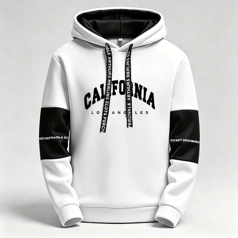 Felpa Da Uomo Con Stampa Streetwear Sportivo Nero E Bianco Abbigliamento Casual Per Jogging All Aperto