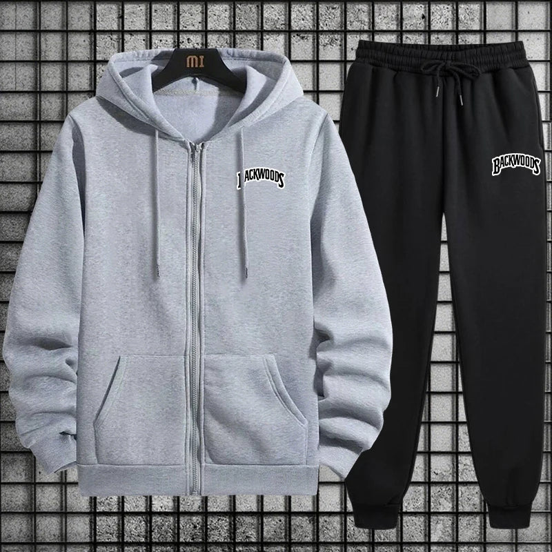Tuta Sportiva Uomo Primavera 2026 Completo Casual Semplice e Alla Moda con Felpa Cappuccio Zip Singola Pantaloni Jogger