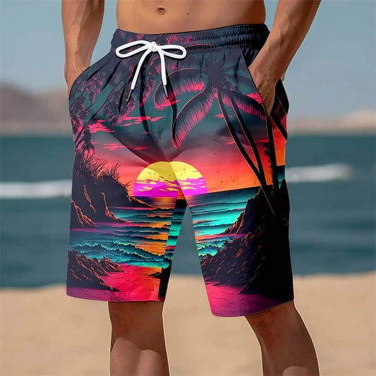 Pantaloncini Da Spiaggia Da Uomo Con Stampa 3D Albero Di Cocco Motivo Surf Casual Estivi Largo Palestra