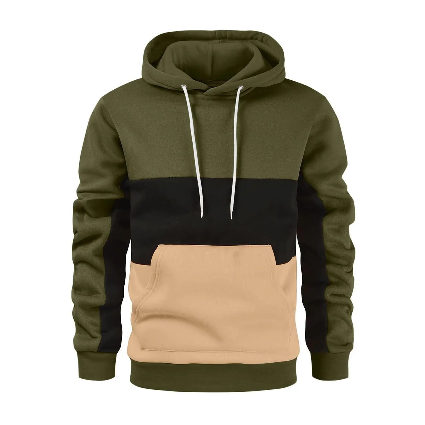 Felpa Con Cappuccio Patchwork Da Uomo Termica In Pile Abbigliamento Sportivo Casual Da Esterno Autunno Inverno Nero