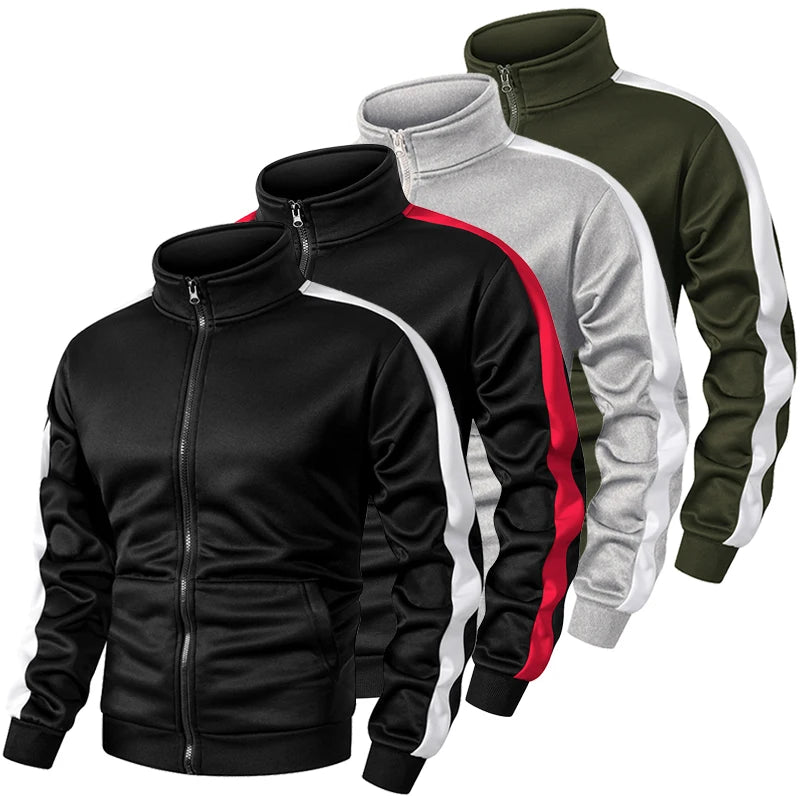 Giacca Sportiva Patchwork Colorblock Da Uomo Con Tasca Kanga Autunno Inverno Foderata In Pile Calda Con Cerniera