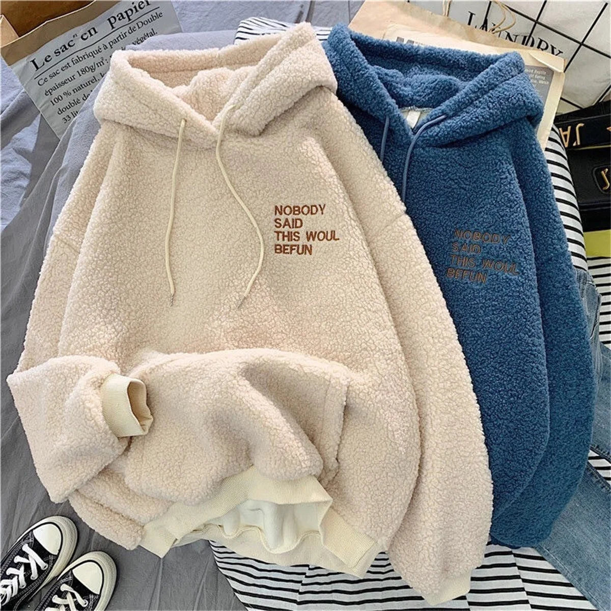 Felpa Con Cappuccio Donna Autunno Inverno Moda Coreana Allentata Casual Street Manica Lunga Lettera Solida