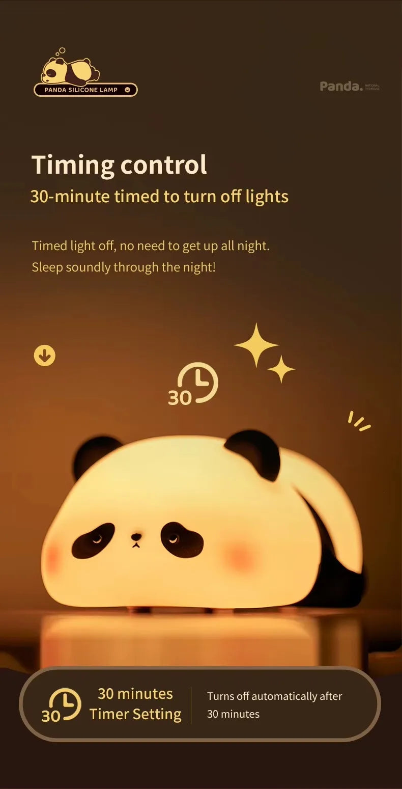 Lampada Notturna Panda Ricaricabile con Sensore Touch Silicone Dimmerabile Led per Comodino per Bambini Regalo