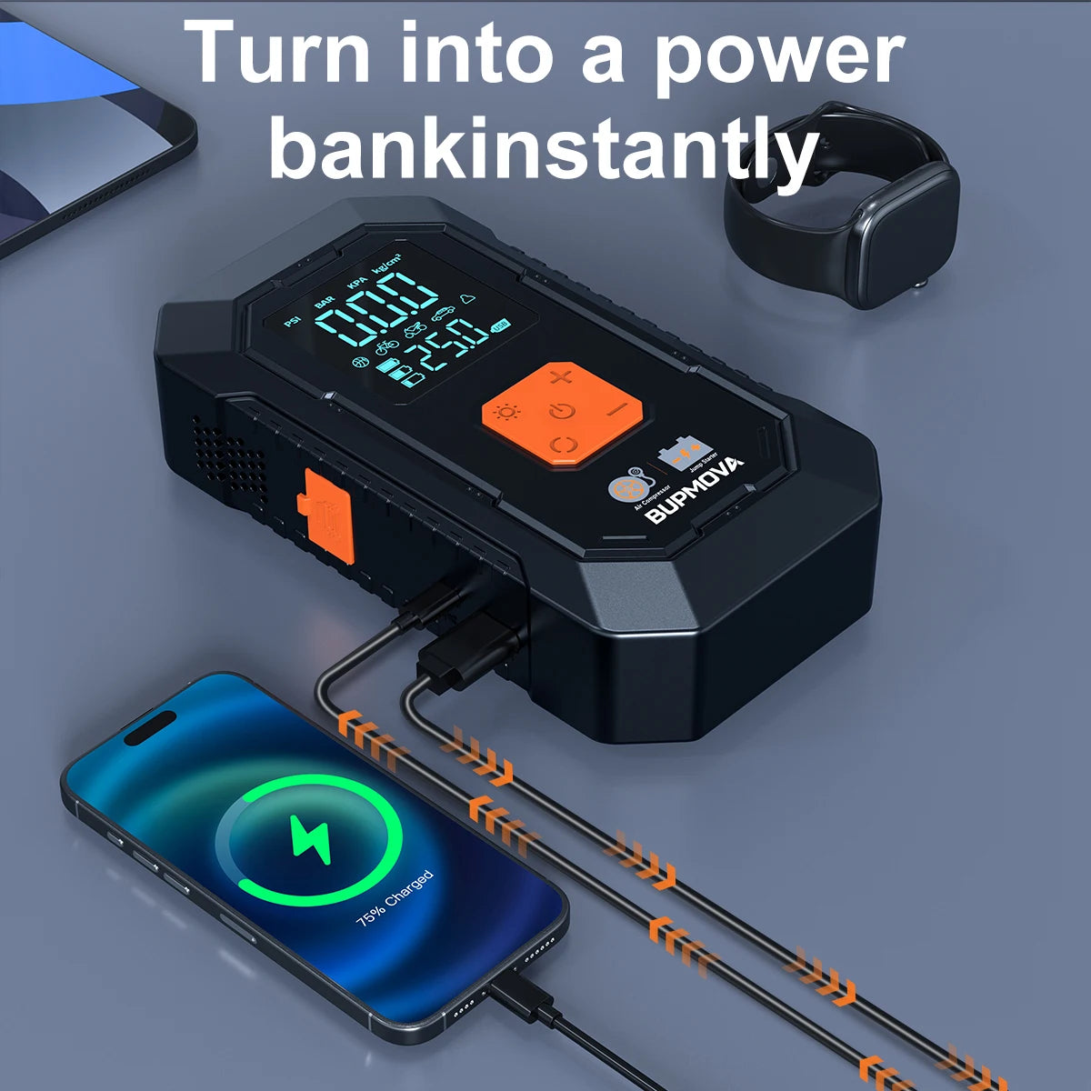 Avviatore Emergenza Auto 4 In 1 Power Bank 7000A 20000mAh 30000mAh Con Compressore 150 PSI Per Automobilisti Sicuri