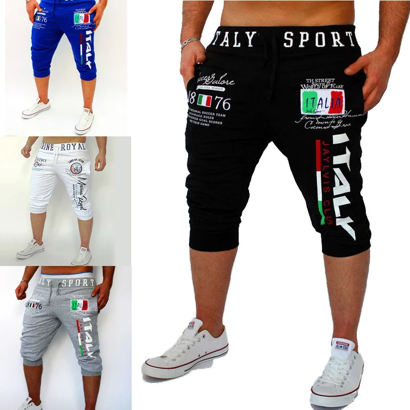 Pantaloncini Sportivi Uomo Capri Con Coulisse Stampa Lettera Outdoor Weekend Streetwear Moda