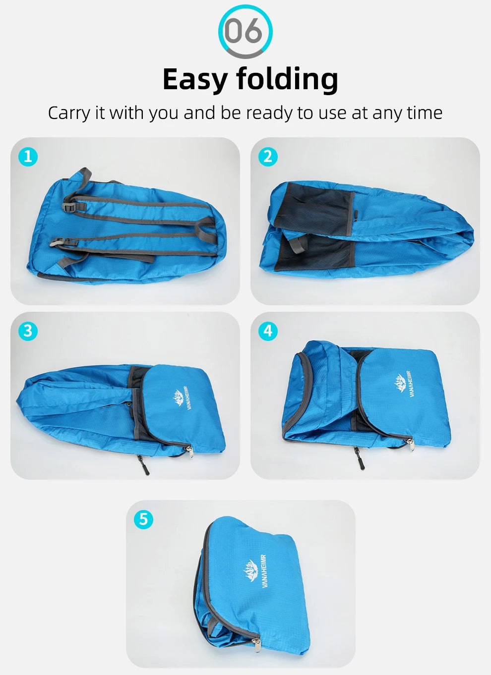 Zaino Pieghevole Da 23 Litri Ultraleggero Esterno Zaino Da Trekking Daypack Capienza Elevata Tessuto Idrorepellente