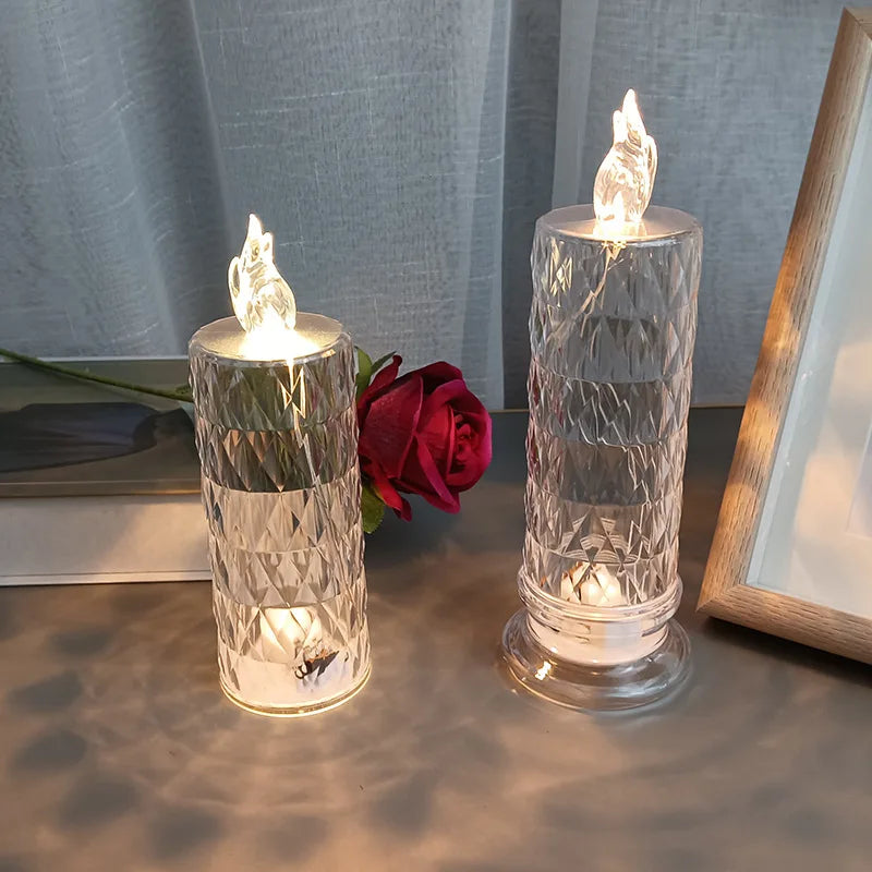 Lampada Da Tavolo LED In Cristallo Proiezione Rosa Luce Romantica Diamanti Notturni Per Decorazioni Natalizie In Letto