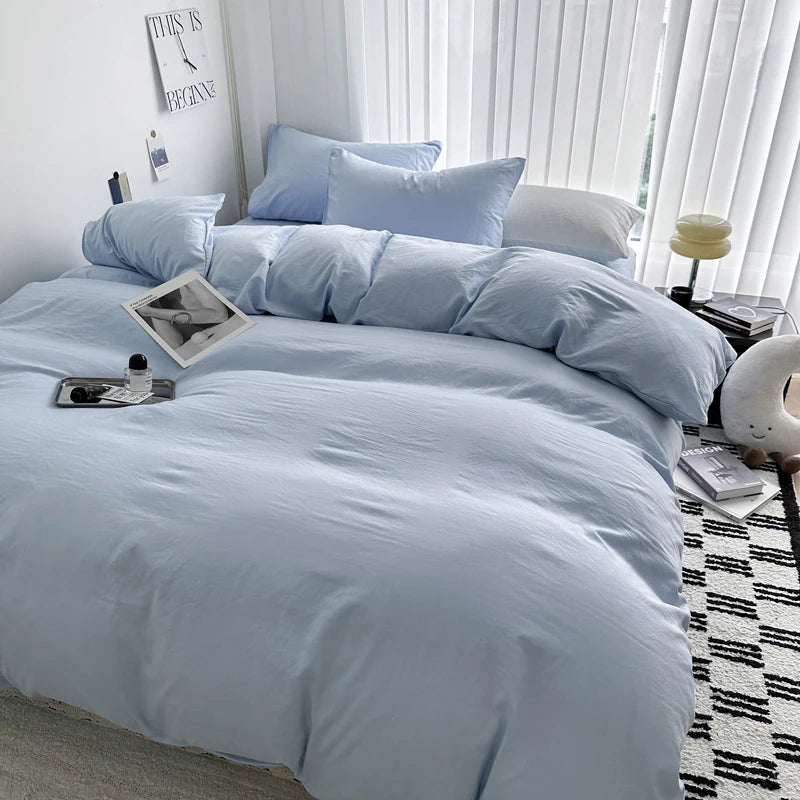 Set Biancheria Da Letto In Cotone Solido Con Copripiumino Federa E Lenzuolo Per Letto Singolo Matrimoniale King Queen