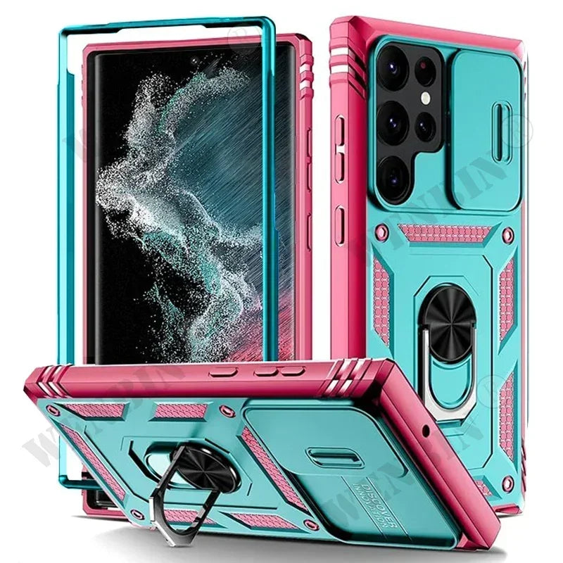 Custodia Resistente Con Cavalletto 360 Gradi Per Samsung S26 Ultra S25 S24 S23 Plus 5G Con Fotocamera Esterna