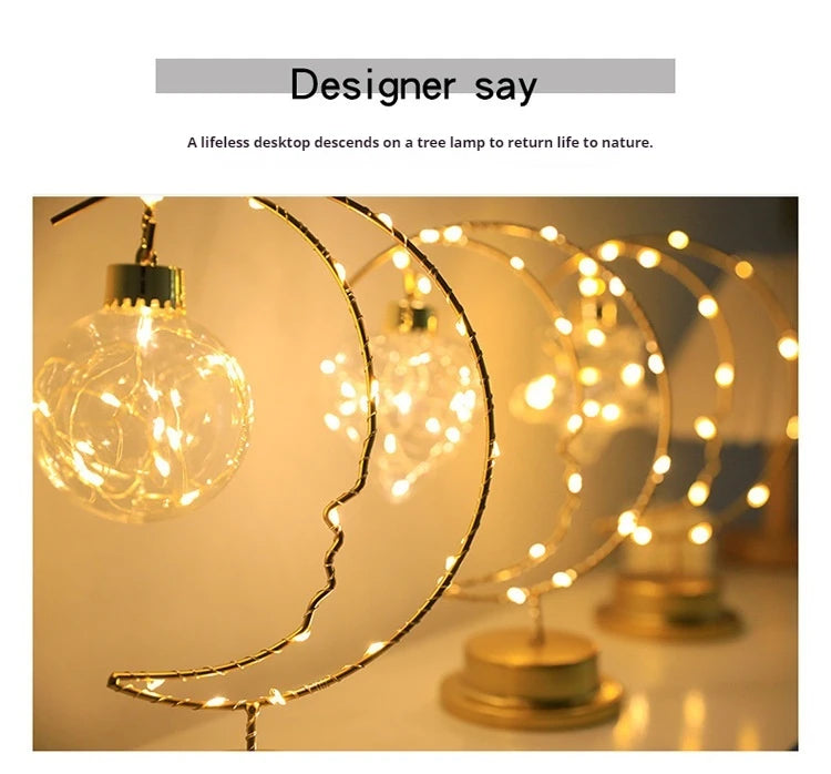 Luce LED a Forma di Luna Stella Lampada Da Notte Ferro Decorazione Interni Per Camerette Regalo Ideale