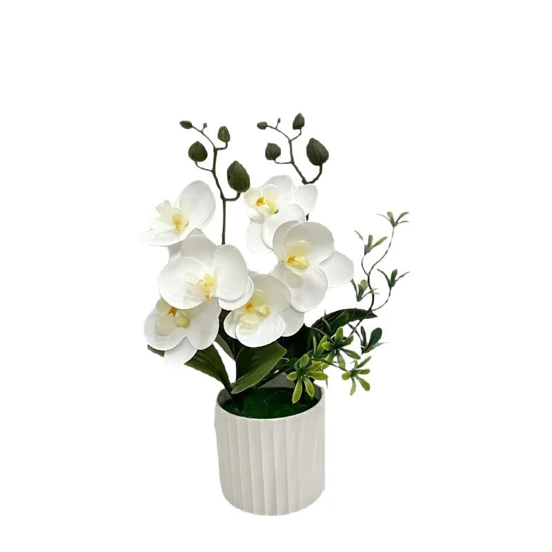 Doppio Pacchetto Farfalle Orchidee Artificiali Con 6 Fiori Verde Realistico Per Piante In Vaso Decorazione Interni