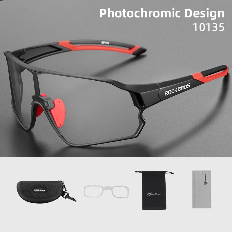 ROCKBROS Occhiali Da Ciclismo Fotocromatici UV400 Per Sport All Aperto Leggeri E Flessibili MTB