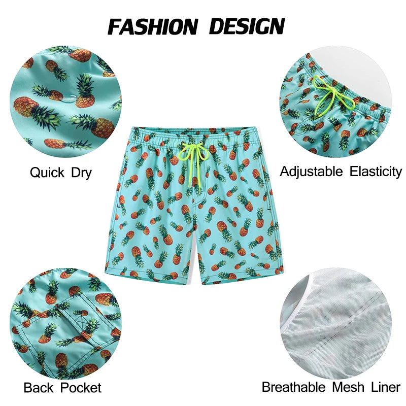 Datifer 2026 Pantaloncini Da Uomo Estivi Con Stampa Surf In Poliestere Quick Dry Fodera In Rete Traspirante