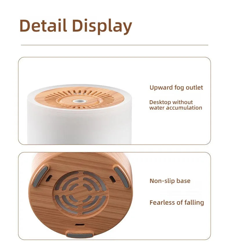 Umidificatore Diffusore Di Oli Essenziali Con Venature Del Legno Spruzzatore Automatico LED Per Profumo Camera Da Letto