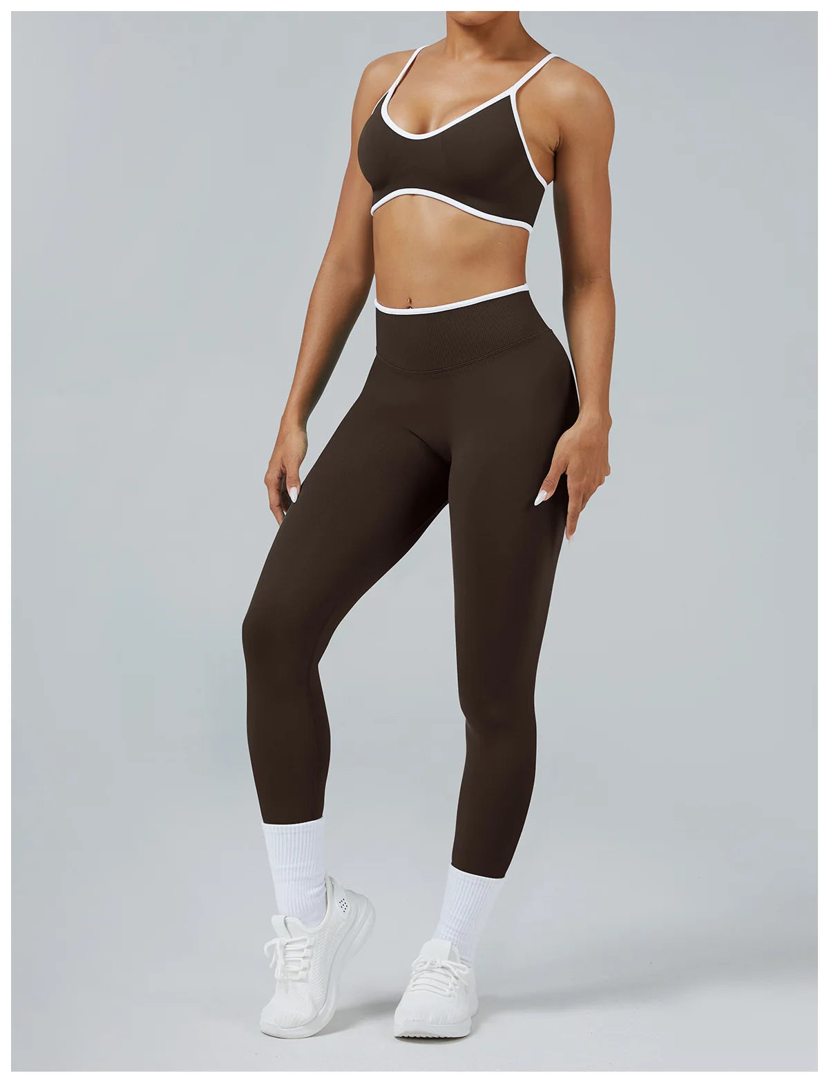 Set Fitness Da Donna 2 Pezzi Leggings Vita Alta Senza Cuciture E Reggiseno Sportivo Per Yoga Palestra Cardio Estivo
