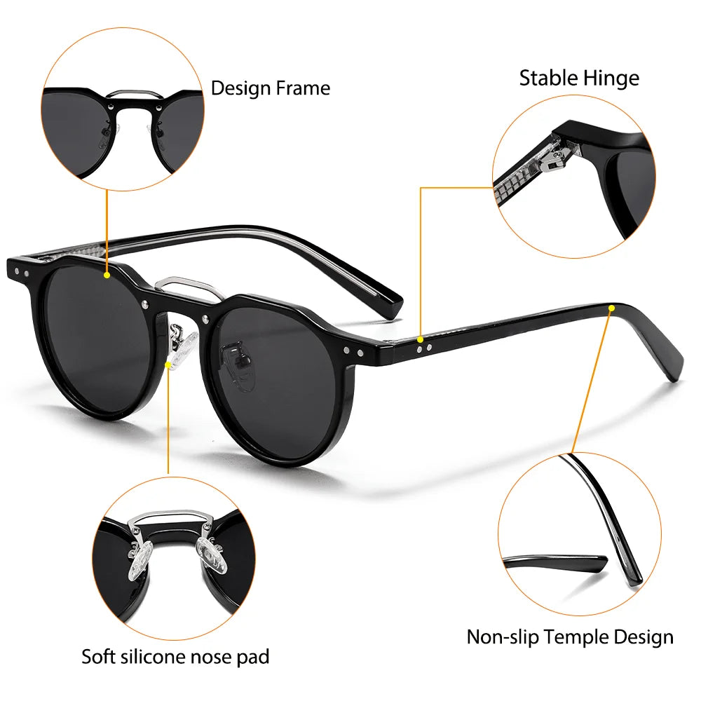 Occhiali Da Sole Punk Hip Hop Rotondi Da Uomo E Donna Montatura Premium UV400 Protezione Solare All Aperto Alla Moda