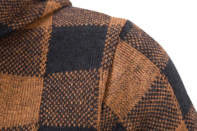 Nuovo Maglione Scozzese Invernale Da Uomo Cardigan Con Cappuccio Cerniera Giacca In Lana Calda Autunno In Pile Quadretti