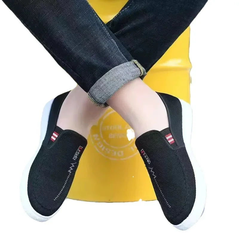 Scarpe Da Uomo Sneakers In Tela Traspirante Slip On Per Passeggio Tennis Mocassini Da Guida Casa Skate Lavoro