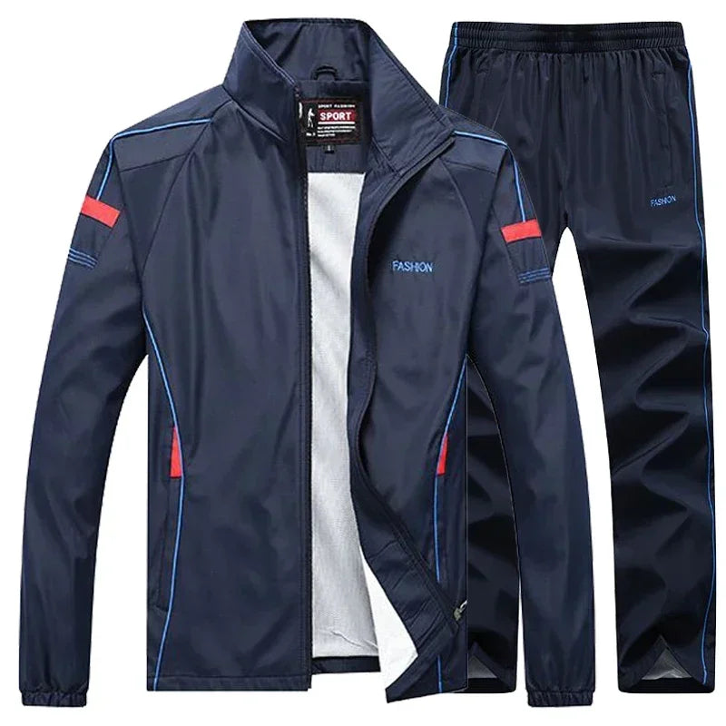 Tuta Sportiva Uomo 2 Pezzi Giacca Con Zip Pantaloni Vita Elastica Allenamento Pallacanestro