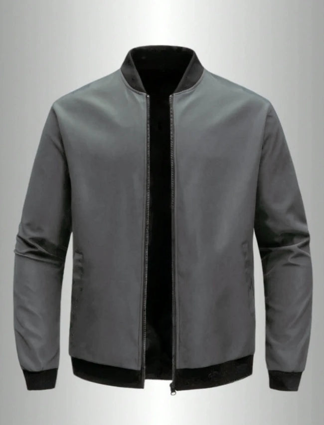 Giacca Uomo Sottile In Tinta Unita 2024 Primavera Autunno Con Colletto Baseball Corto Poliestere Business Casual