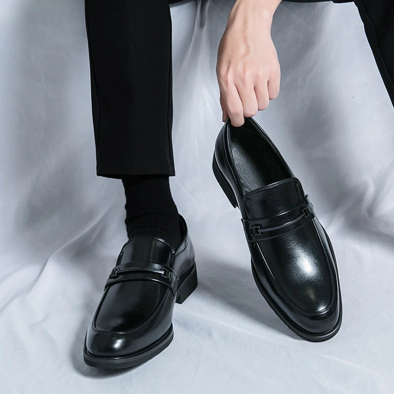 Scarpe Formali In Pelle Da Uomo Mocassini Slip On Classico Punta Tonda Traspirante Antiscivolo Per Ufficio Matrimonio