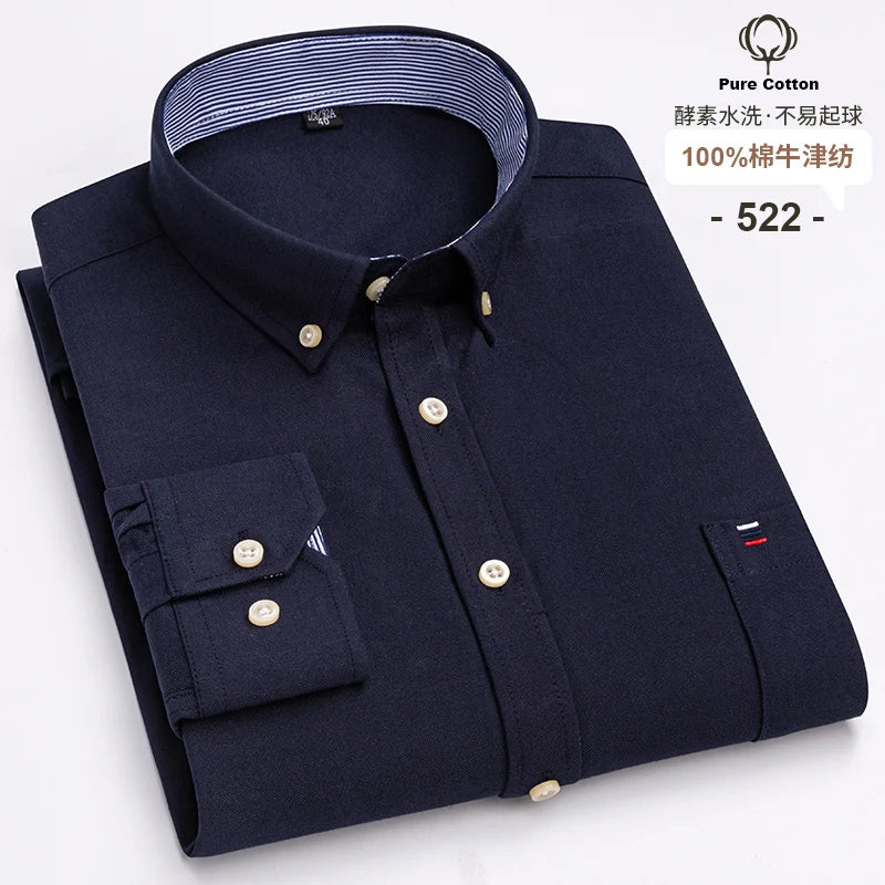 Camicia Da Uomo In Cotone Oxford A Quadri Maniche Lunghe Vestibilità Regolare Con Tasca Frontale